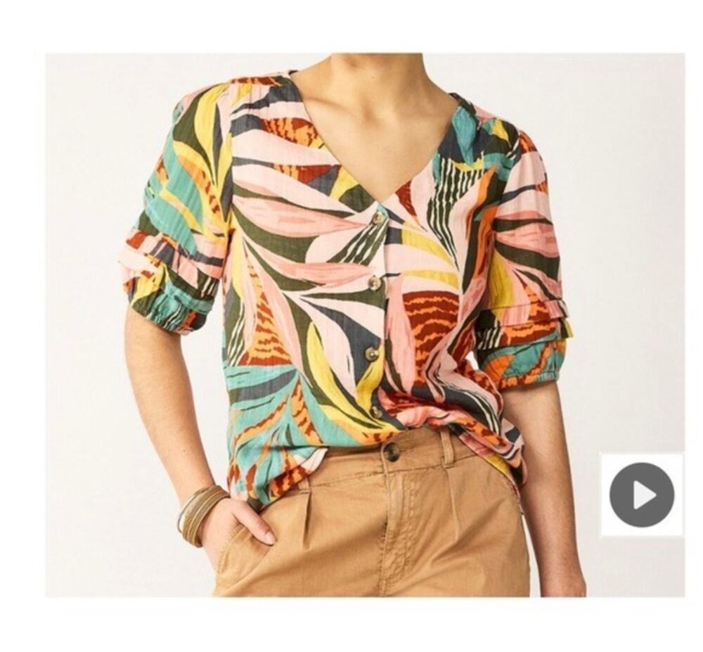 SONOMA Women's Colorful Floral Tropical Blouse | Size Large